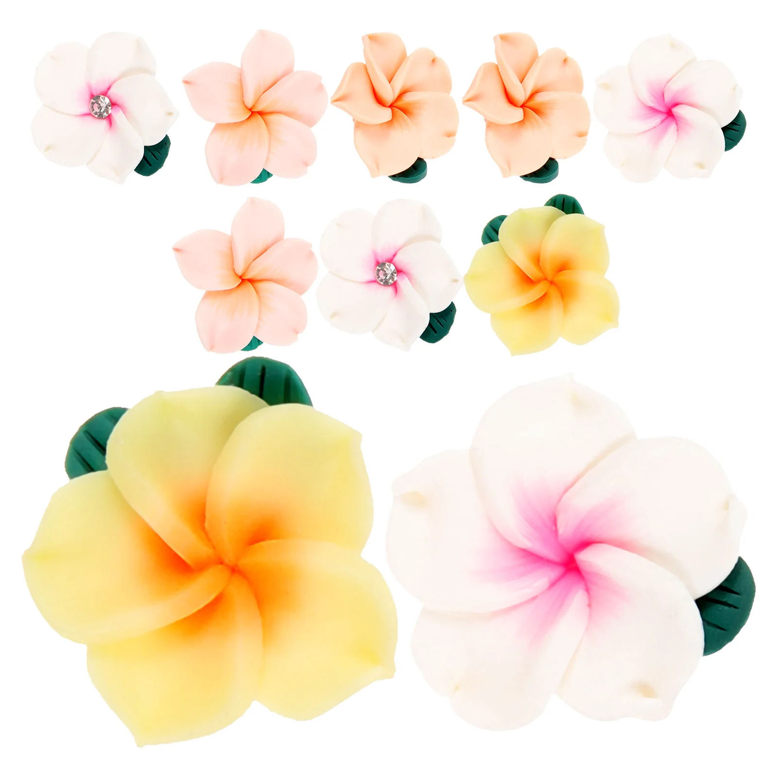 

10pcs Polymer Clay Flower Charms Barrette Decor DIY Flower Shaped Headwear Decor