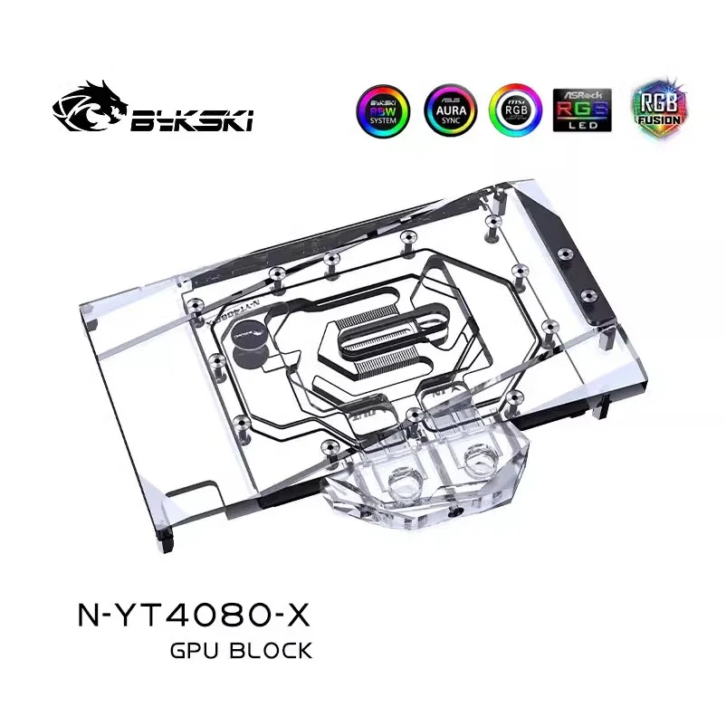 Фото Водоблок Bykski для видеокарты Yeston GeForce RTX 4080 16G D6X SUGAR / Медный охлаждающий радиатор RGB SYNC N-YT4080-X №4