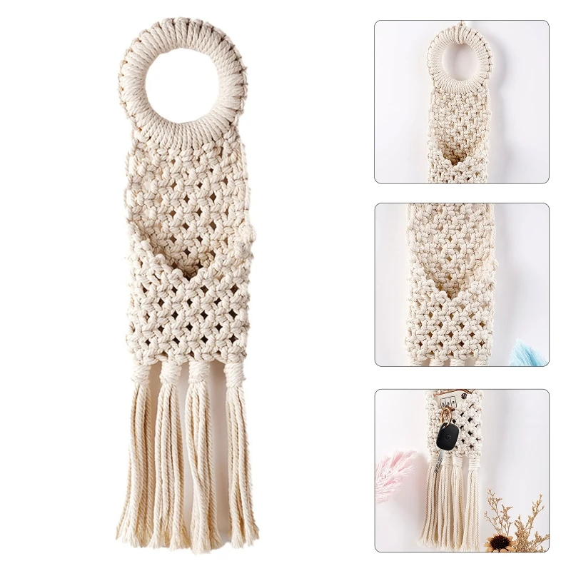 

Handwoven Macrame Tapestry Door Handle Decor Cotton Rope Ornament