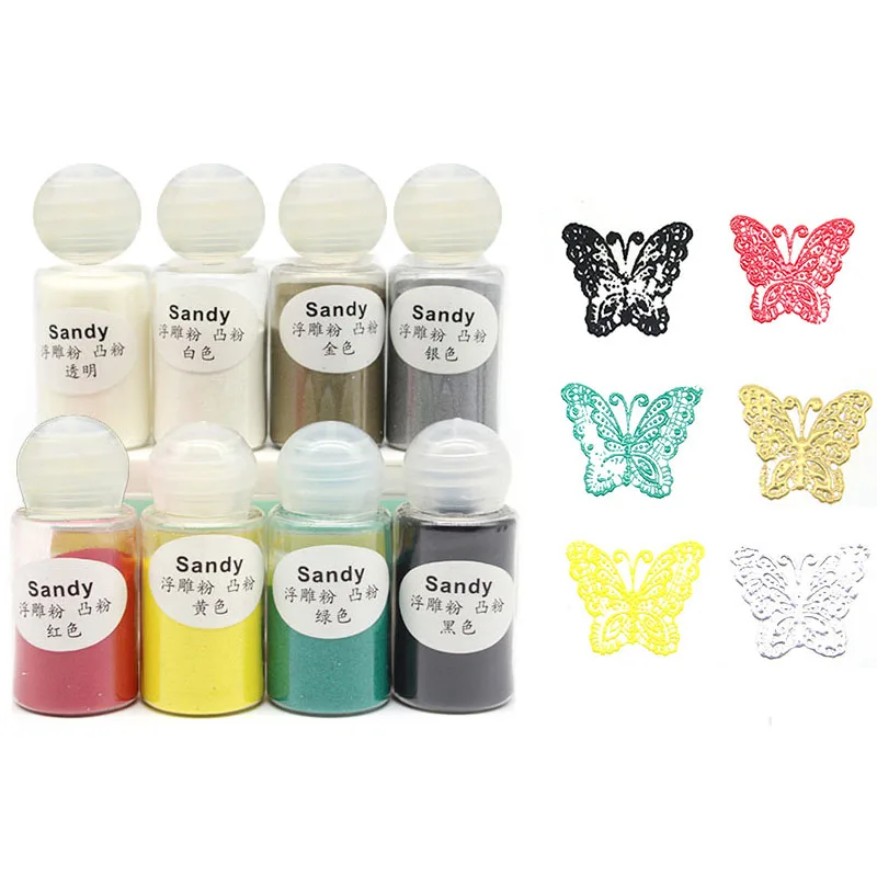 

7/8 Color 10ml Embossed Letter Paper Powder Transparent Gold and Silver Seal Signature DIY Pressed Pollen Set