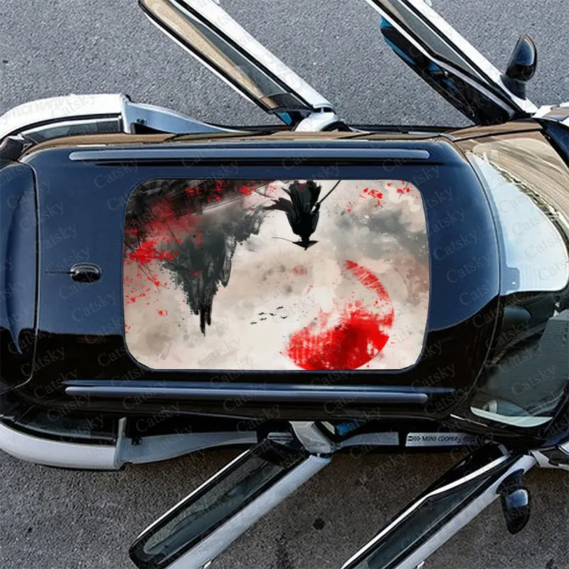 Японский воин горный пейзаж наклейка на крышу автомобиля обертка для гонок