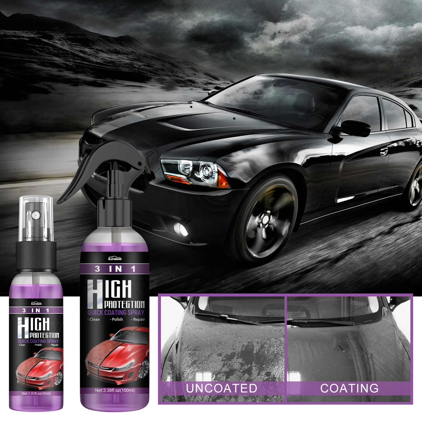 

Car Polish Spray High Protection Car Shield Coating Waterless Car Wash Quick Car Coating Spray Easily Repair Paint Scratches