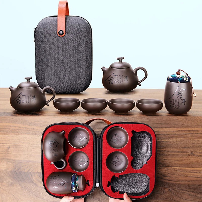 

Чайный набор кунг-фу, красивый и легкий чайник, семейный портативный чайный набор, керамический поднос, кофейная чашка gaiwan
