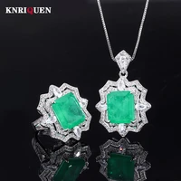 vintage 1214mm emerald gemstone pendant necklace ring for women lab diamond wedding party fine jewelry set charms birthday gift