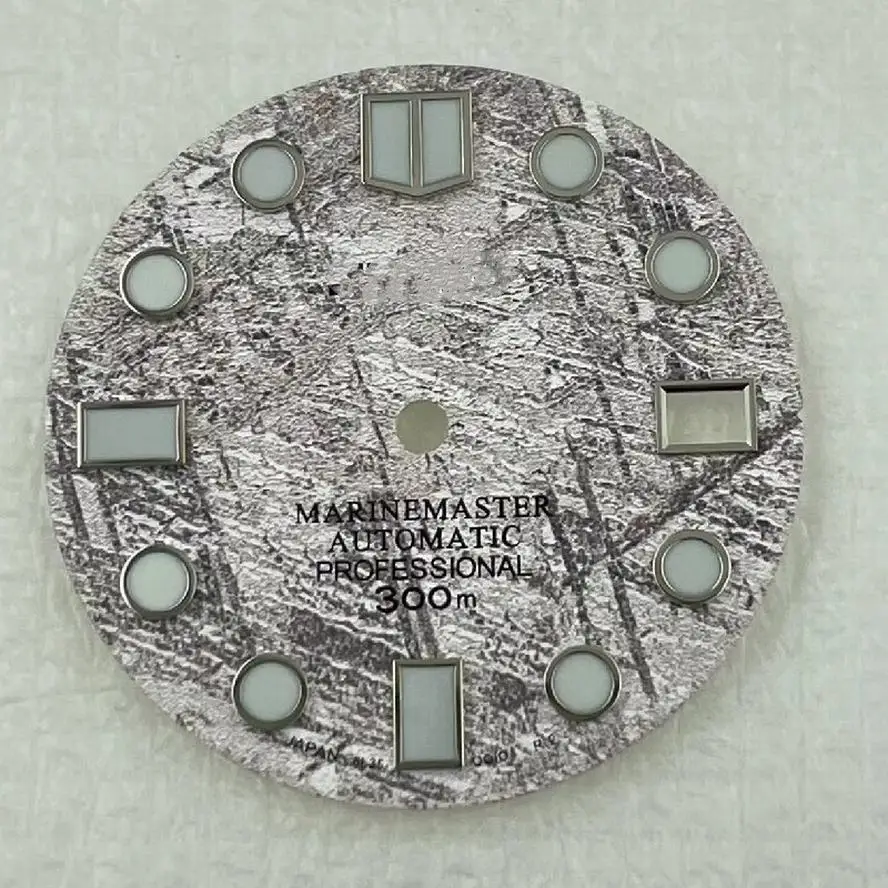 Meteorite pattern dial with C3 green luminous for SKX007 abalone diver watch modification parts NH35/36/7S/4R movement case Date