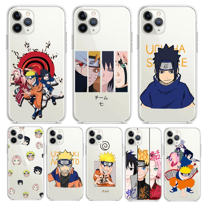 

Naruto Konoha Ninja For Apple iPhone 7 8 X XR XS 11 12 13 Pro Max Mini Plus luxury Transparent Non-slip TPU Soft Phone Case