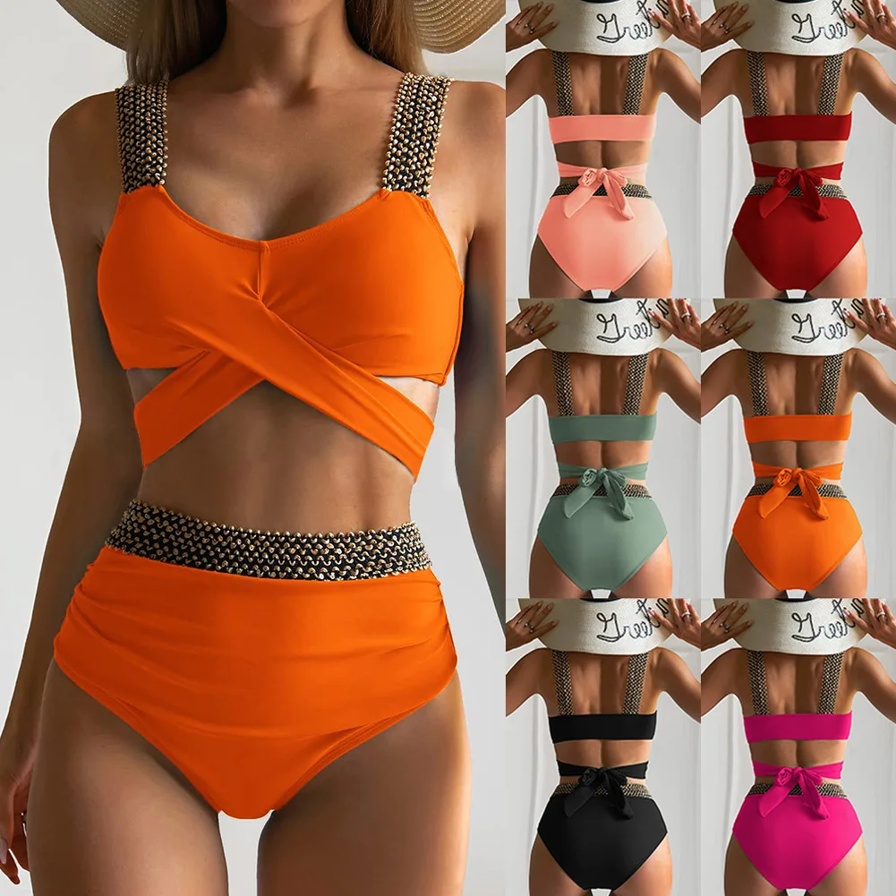 

Sexy High Waist Bikini Swimsuit Set Women Wrap Swimwear Push Up Bathing Suit Summer Female Butt Lift Beach Wear Swimming 2 Piece