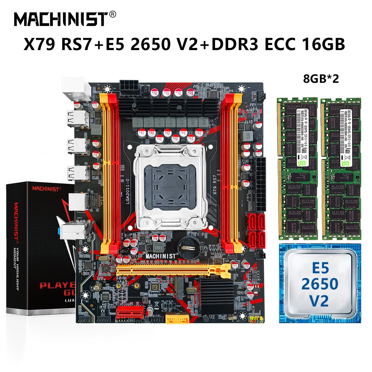 MACHINIST X79 материнская плата LGA 2011 комплект с процессором Intel Xeon E5 2650 V2 процессор 16 ГБ