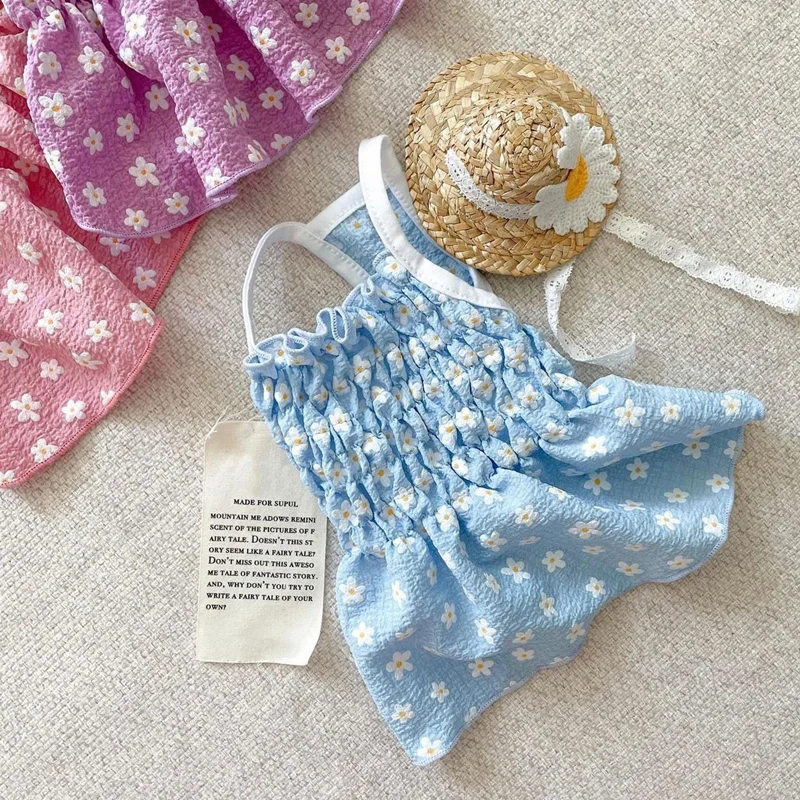 

Летнее платье для собак, платья с цветами для маленьких собак, Весенняя Милая Роскошная тонкая одежда для девочек, щенков, котят, товары для ...