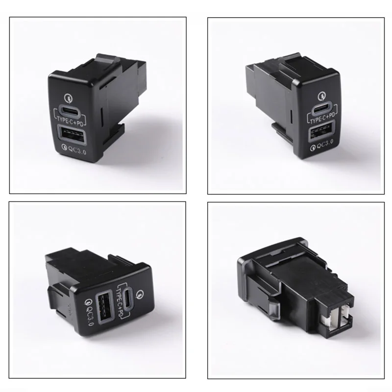 Красное быстрое зарядное устройство для автомобиля USB с двумя разъемами 12 В/24 В