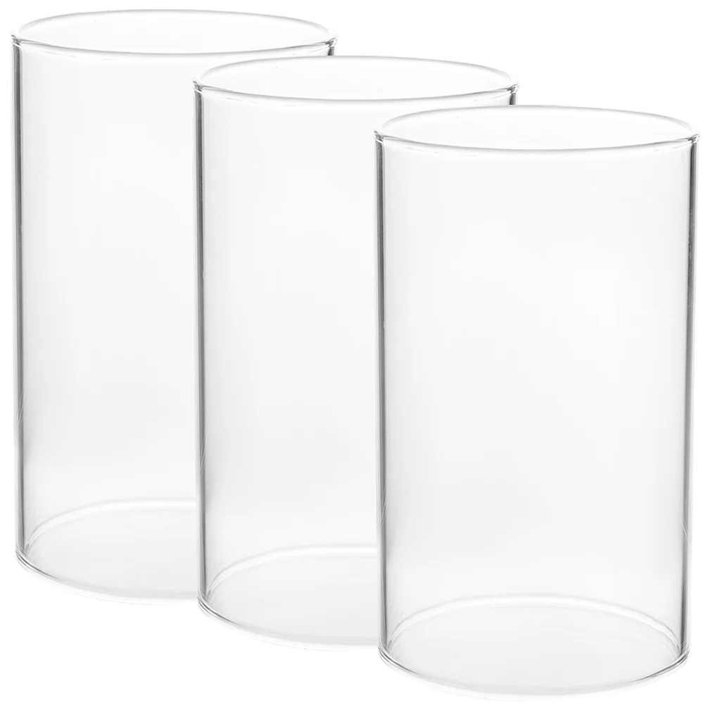 

3 Pcs Windproof Lampshade Decorative Glass Holder Home Open Ended Tube Shades Protectors Bulk Vases Chimney Clear Covers