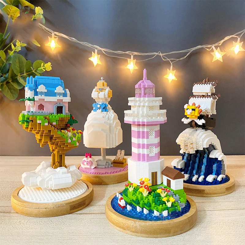 Пиратский корабль дом на дереве одежда маяк море мини-Алмазный Блок строительный