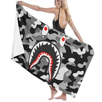 bape shark bath towel quick dry super absorbent beach towels blanket outdoor for travel pool swimm bath camping girls women mens