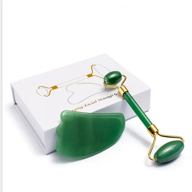 

Aventurine Roller Massager Jade Scraping Crystal Plate Set Beauty Stick