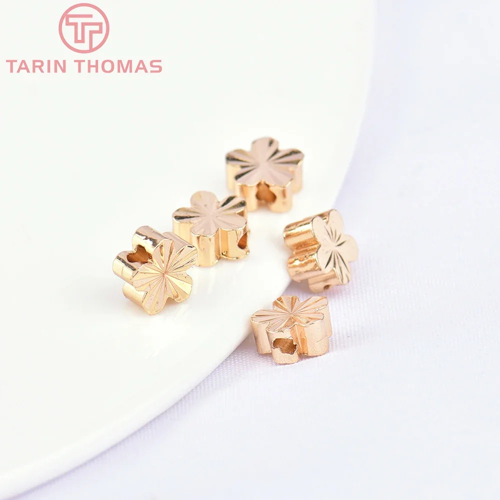 (5728) 20 шт. 6x3 мм 24-каратного золотого цвета латунные бусины-разделители в форме