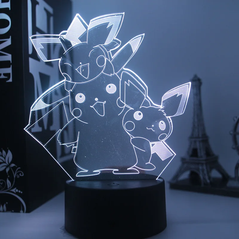 

Anime Pikachu 3D Night Light Pokémon Table Lamp 16/7 Color Room Bedside Remote Control LED Light Children's Toy Birthday Gift