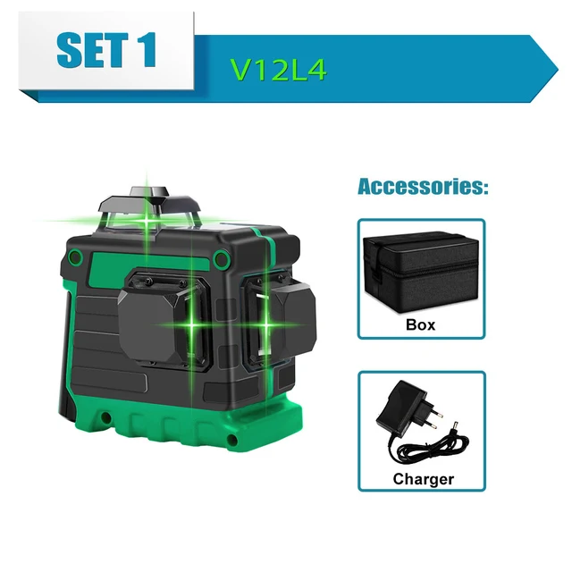 

Самонивелирующийся зеленый лазерный 3d-уровень, 12 линий, 360 градусов