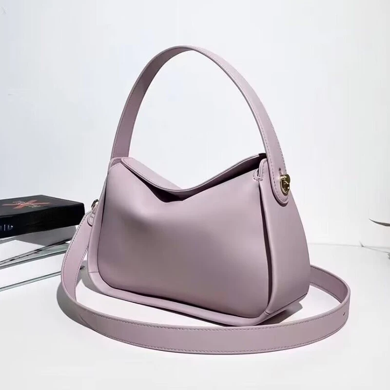 

2023 New Fashion Versatile Handbag Female Minority Commuting Single Shoulder Dumpling Tote Bag Lady Split Leather Messenger
