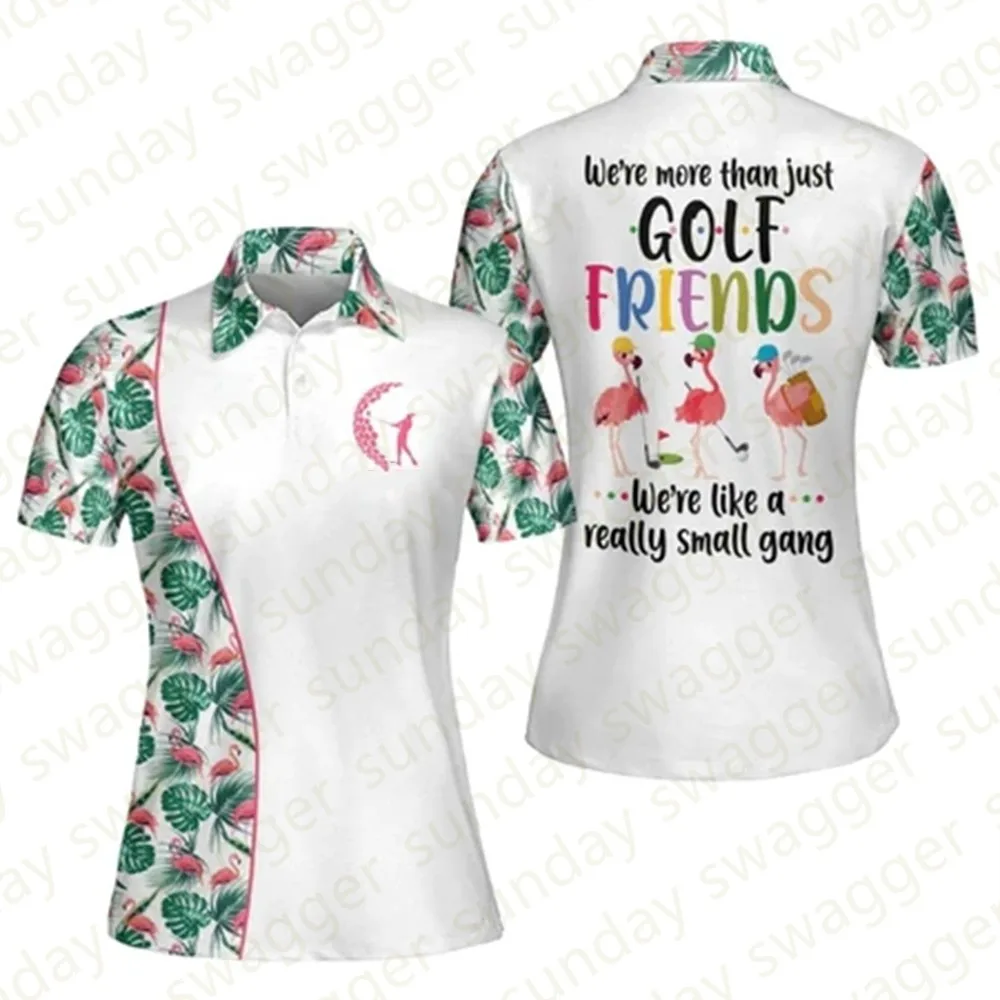 2023 Summer Women Golf Wear Floral Casual Print Fashion Tops Polo Clothing Short Sleeve T-Shirt Quick Dry Breathable Polos Shirt