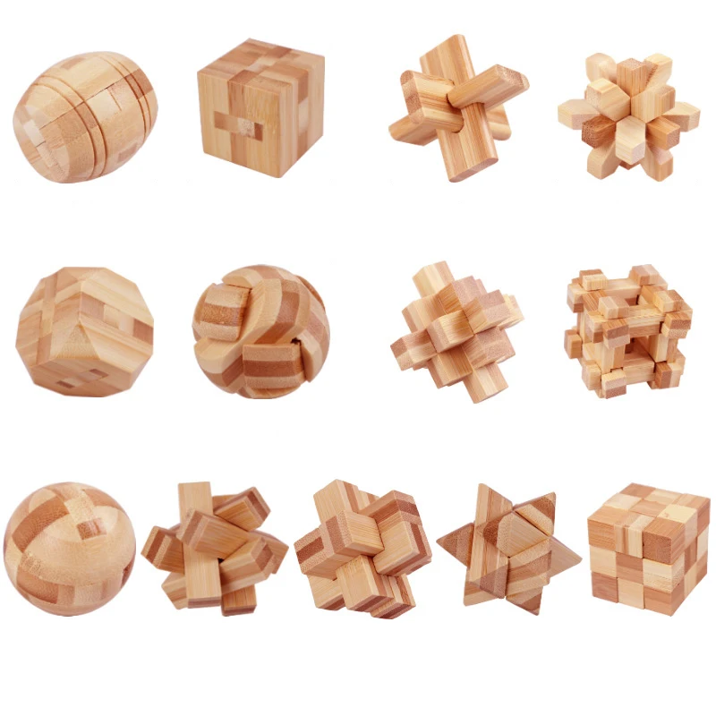 

Wooden 3D Puzzles Kong Ming Lock Lu Ban Lock Unlock Toys Wood Intellectual Montessori Educational Toy for Kids Children Puzzles