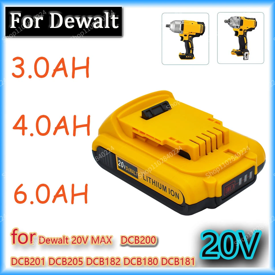 

Dewalt brand DCB200 20V 3.0A/4.0AH/6.0AH replacement power tool battery is compatible with Dewalt 20V 18v and 18Volt tools