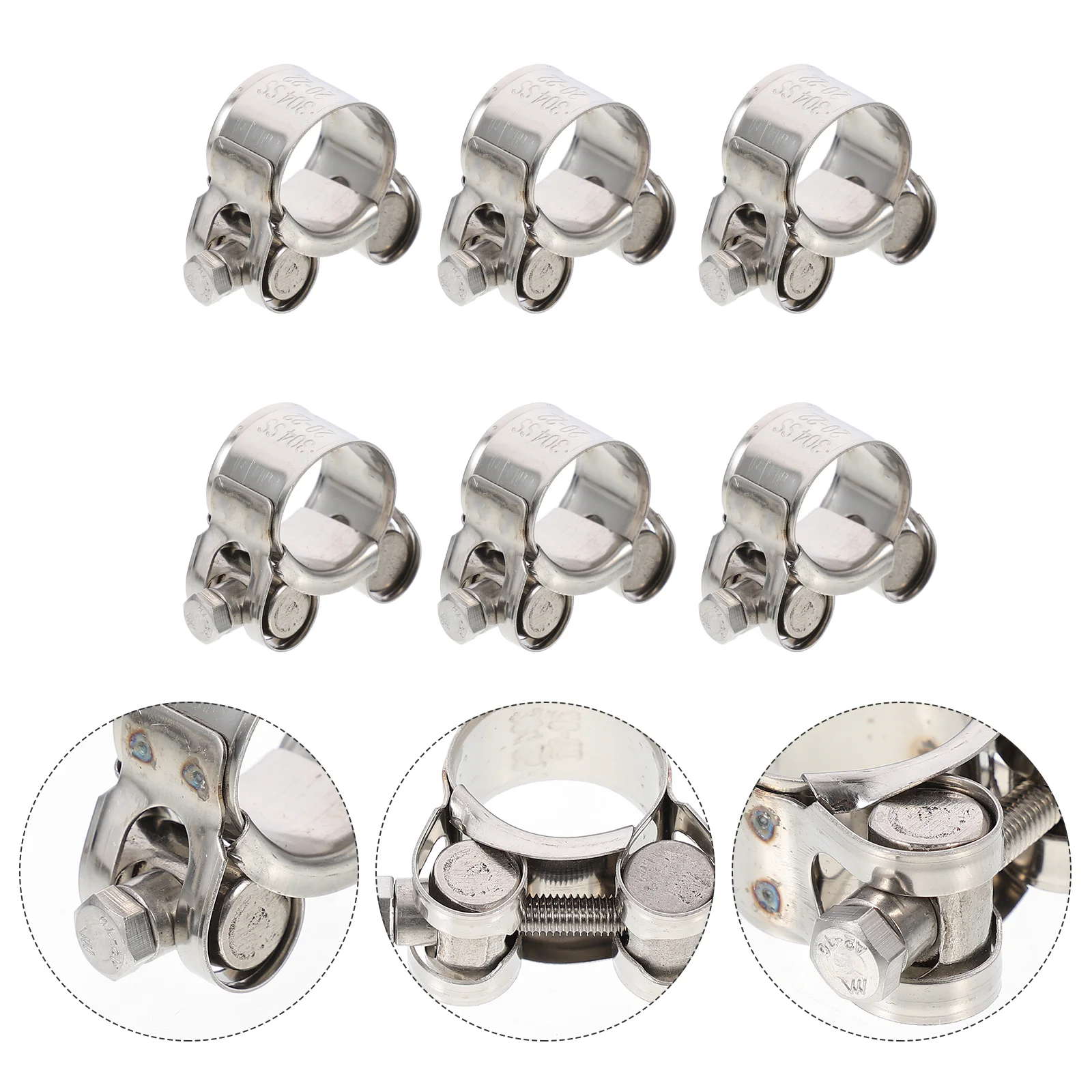 

6 PCS Hose Clamp Stainless Steel Replacement Adjustable Pipe Clamp Supply