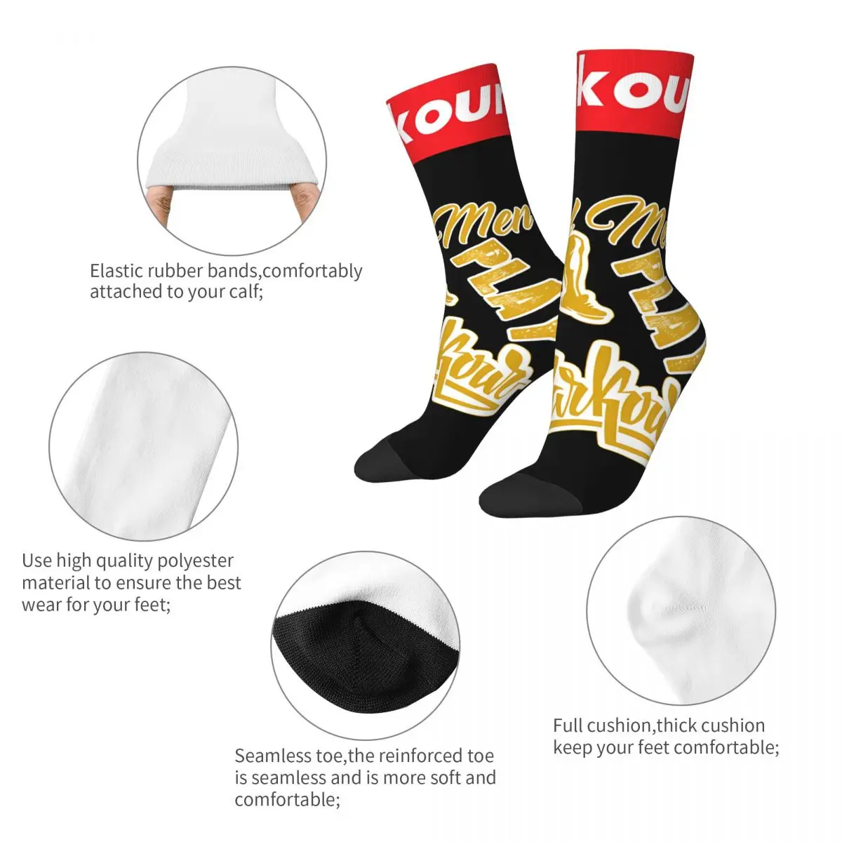 oruj parkour compression sock for men Harajuku Parkour Quality Pattern Novelty Crew Sock