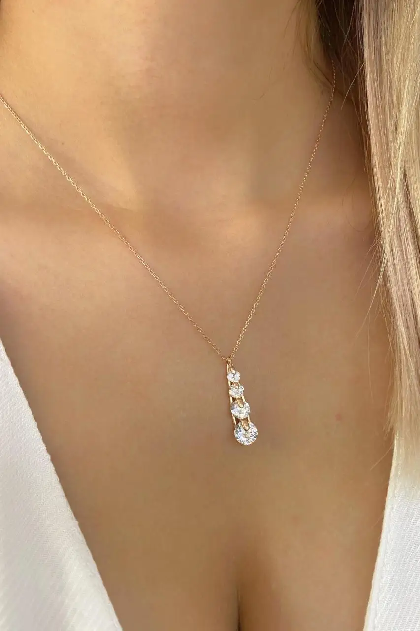 

Four Stone Water Way Special Design 925 Sterling Silver Necklace