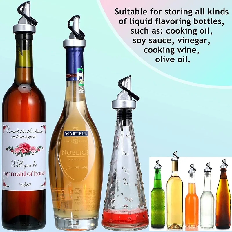 10 Pcs Olive Oil Spouts Automatic Liquor Pourers Oil Vinegar Bottle Stopper Leak-Proof Bottle Pour Spouts Open Close Shut Off images - 6