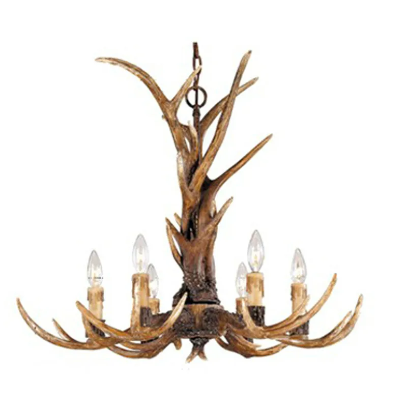 

Europe Country 4/6/8/10 Heads Living Room Antler Chandelier American Retro Kitchen Fixture Resin Deer Horn Candle Chandeliers