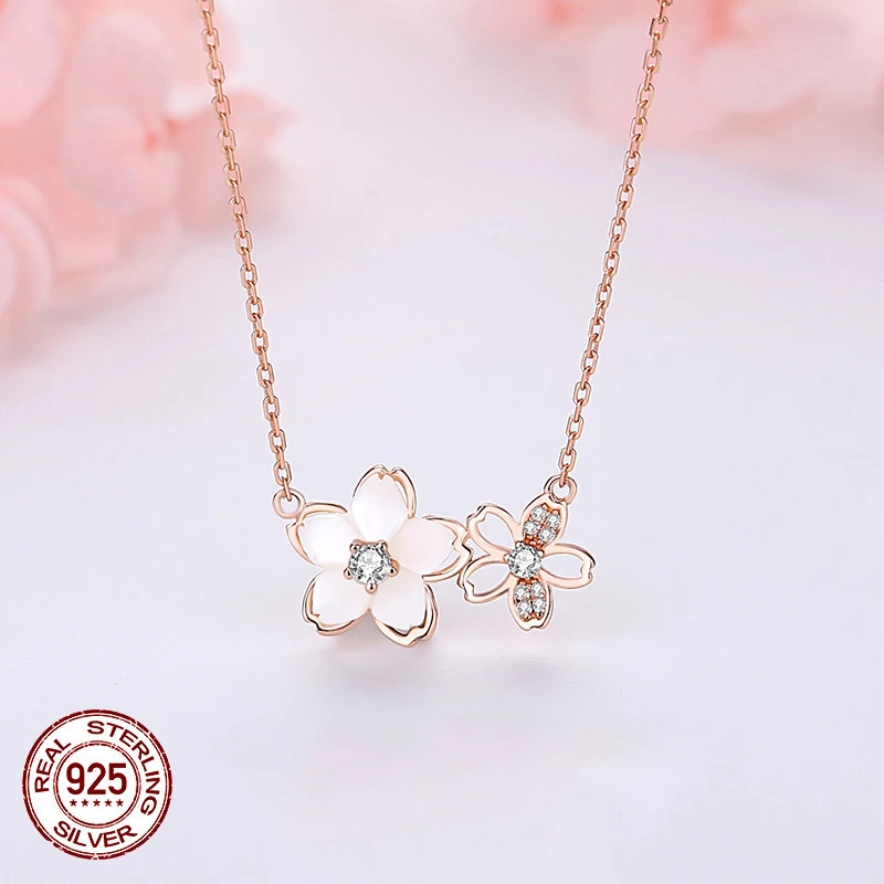 

Crystal Cherry Blossom Necklace S925 Sterling Silver Zircon Jewelry For Women Girlfriend Gifts 2023 New In Romantic Accessories