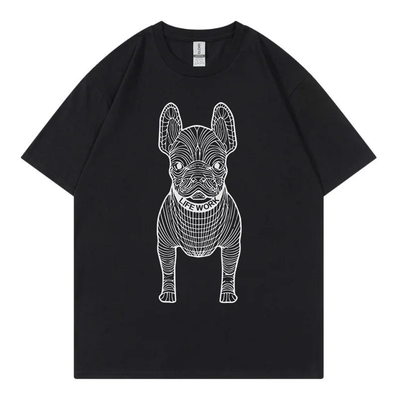 

Мужские футболки в Корейском стиле, забавная брендовая тенниска в стиле хип-хоп, однотонная хлопковая майка оверсайз с принтом собаки, Топ для женщин