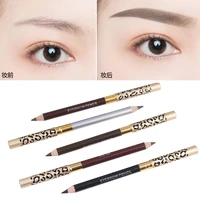 leopard print eyebrow pencil double head waterproof sweat proof non fading dyed brown gray brown makeup brush wholesale