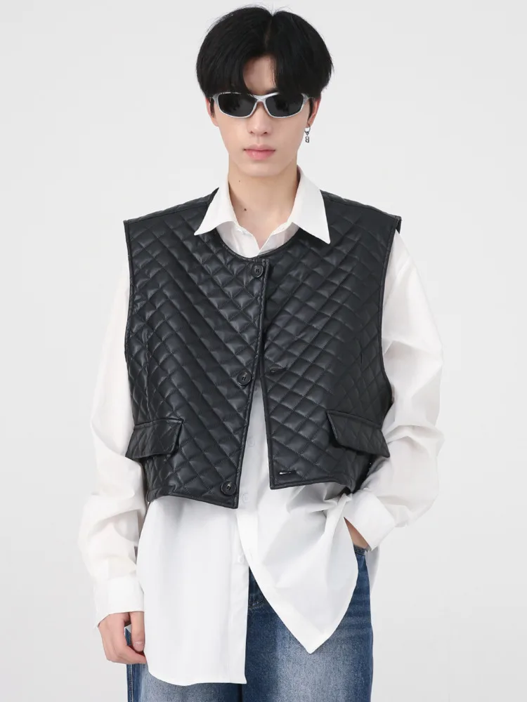 

Мужская одежда SYUHGFA, осень 2022, модная Корейская уличная одежда, жилет со стразами, свободная индивидуальная короткая стильная жилетка для му...