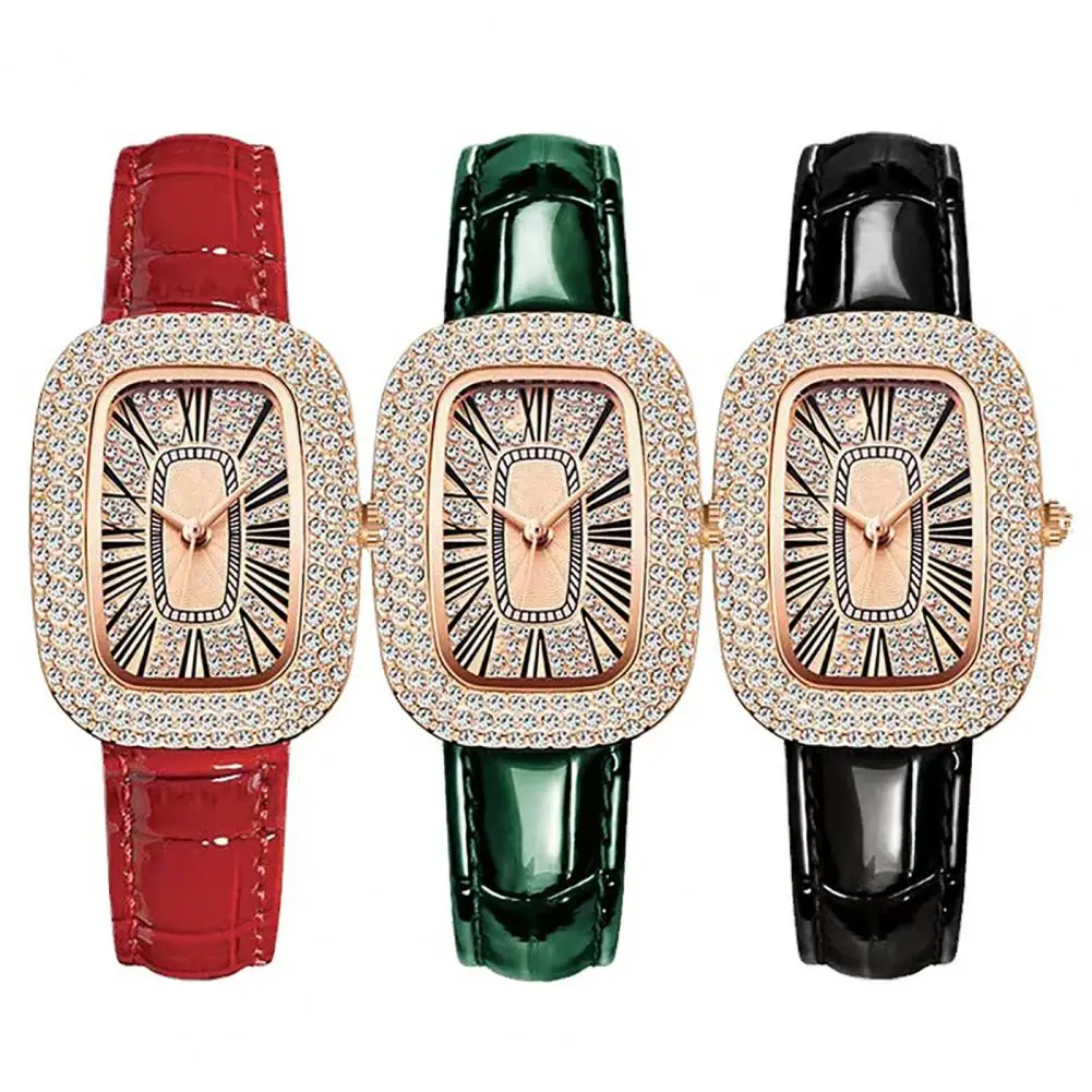 

Women Quartz Wristwatches Luxury Shiny Rhinestone Rectangle Digital Watches Vintage Elegant Clear Women Wrist Watch for Female
