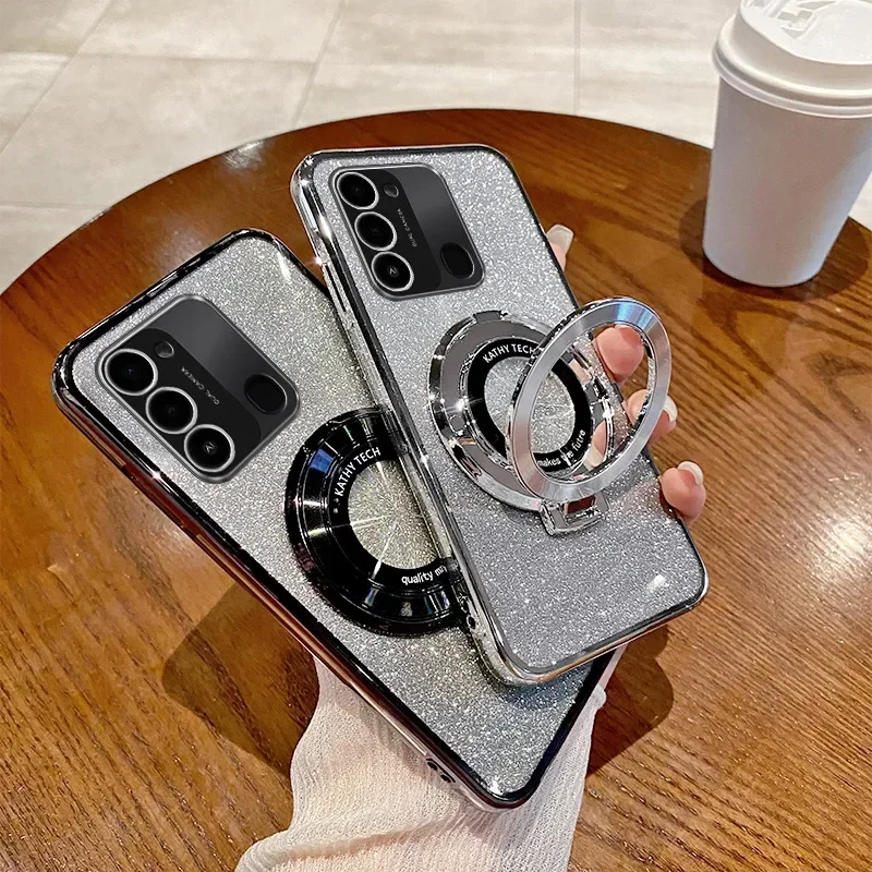 Для Tecno Spark 8C корпус гальванический мягкий блеск TPU задняя крышка телефона KG5k KG5j KG5n