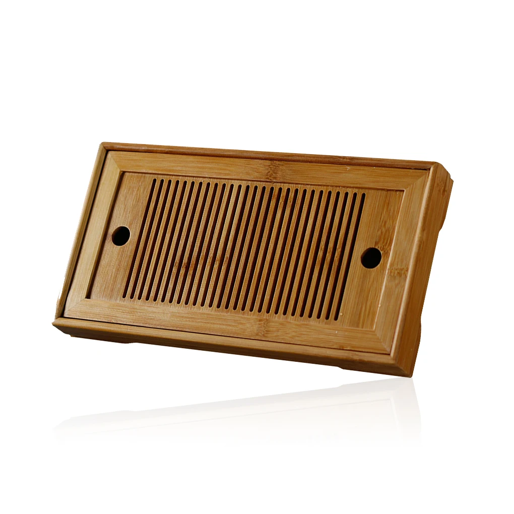 

Wood Tea Tray Water Drain Chinese Serving Table Drainage Household Teaware Board Smooth Surface Plate for Teahouse Home