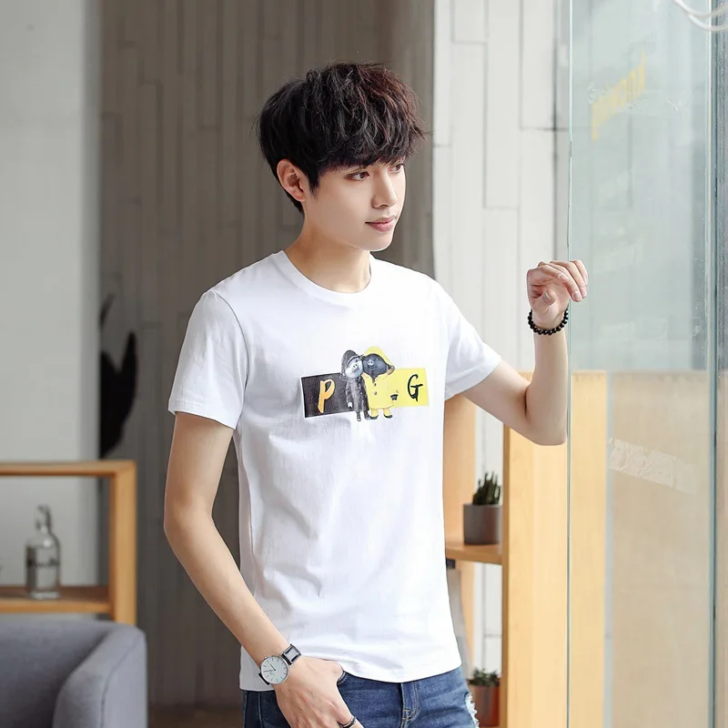 

11268 100% cotton digging the moon print funny mens o-neck t shirts fashion men's tops men T-shirt cool men tshirt male men tee