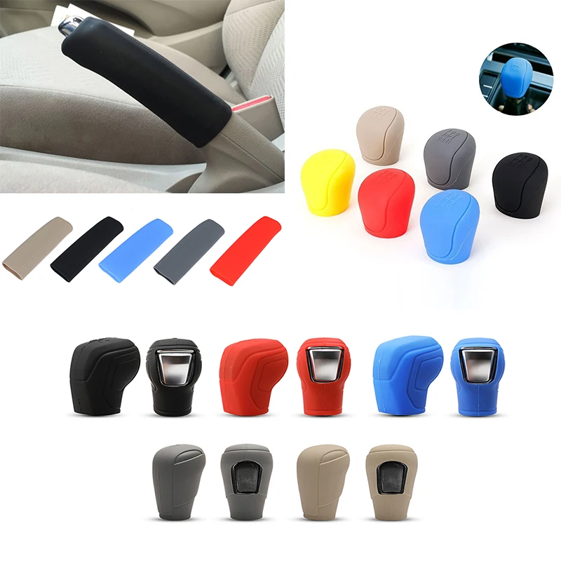

Car Silicone Gear Shift Knob Cover for Vw Golf Bora Manual Lever Gear Shift Collars Handbrake Cover Non-Slip Protector