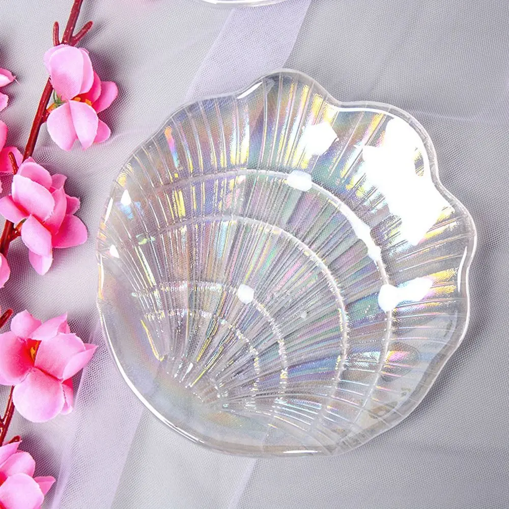 

Creative Glass Shell Shape Jewelry Display Plate Ornament Storage Organizer Nordic Style Photo Props Earring Ring Display Tray