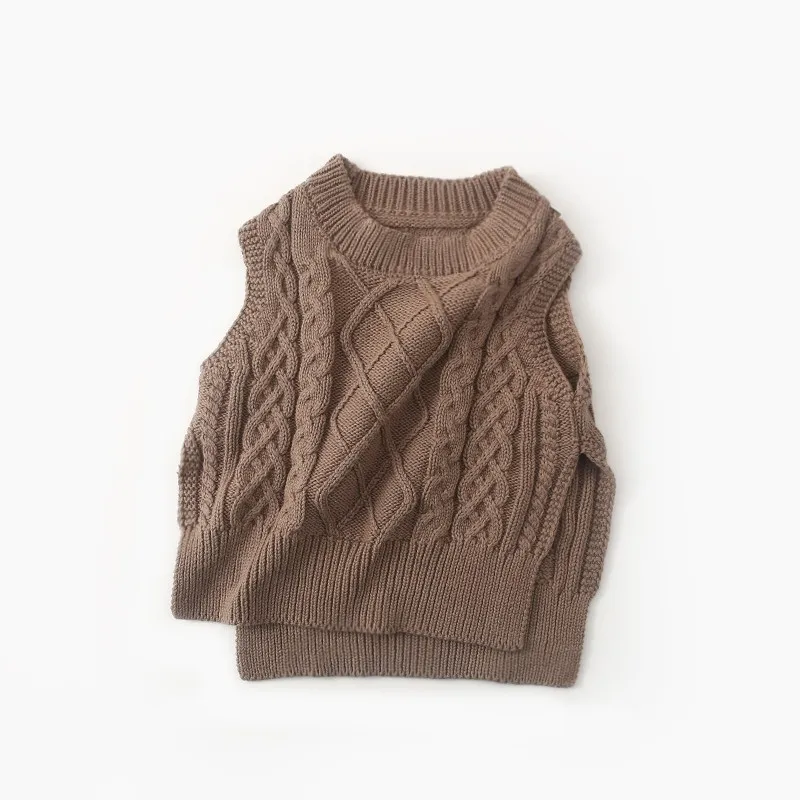 

2022 Spring Autumn New Baby Boy Diamond Vest Sweater Fashion Infant Girl Cotton Knitted Sleeveless Tops Toddler Solid Clothes