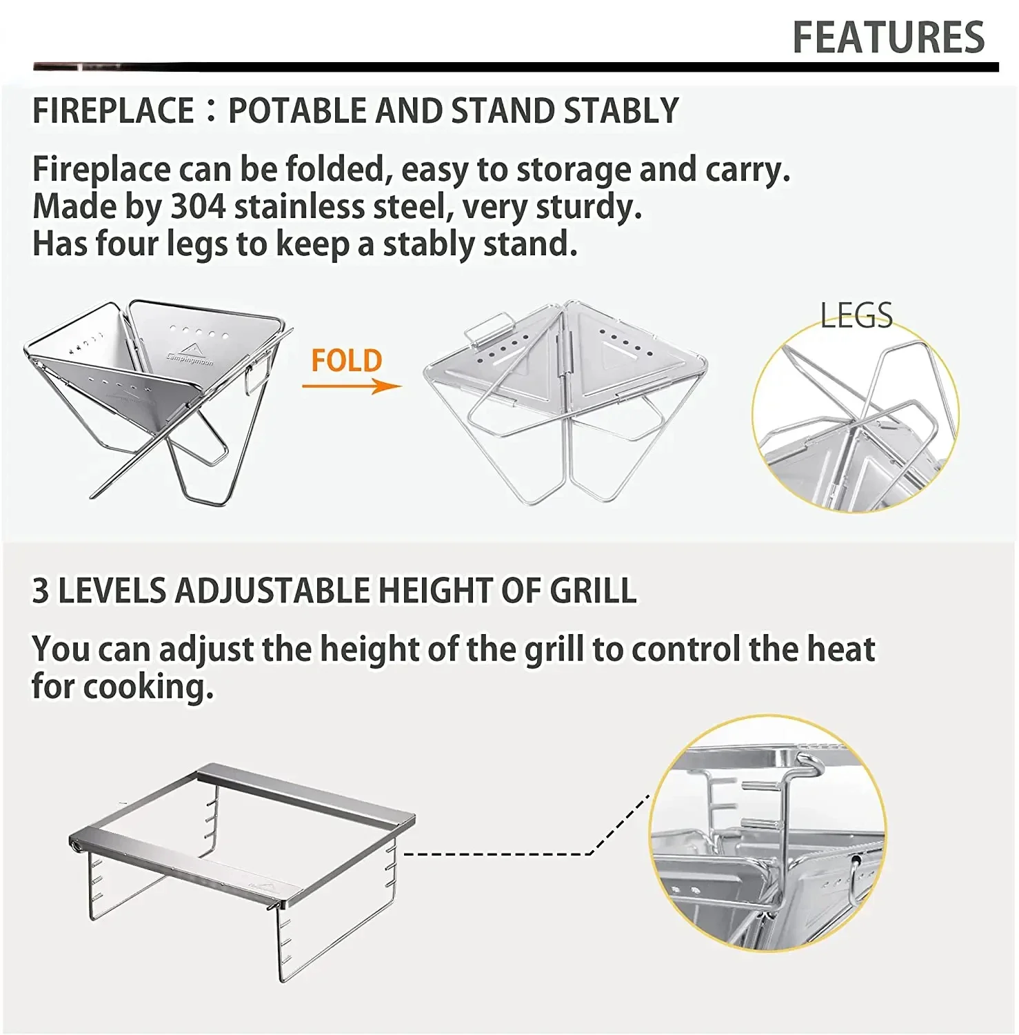 Лидер продаж CAMPINGMOON уличный лесной двор сад максимальный размер складная печь из