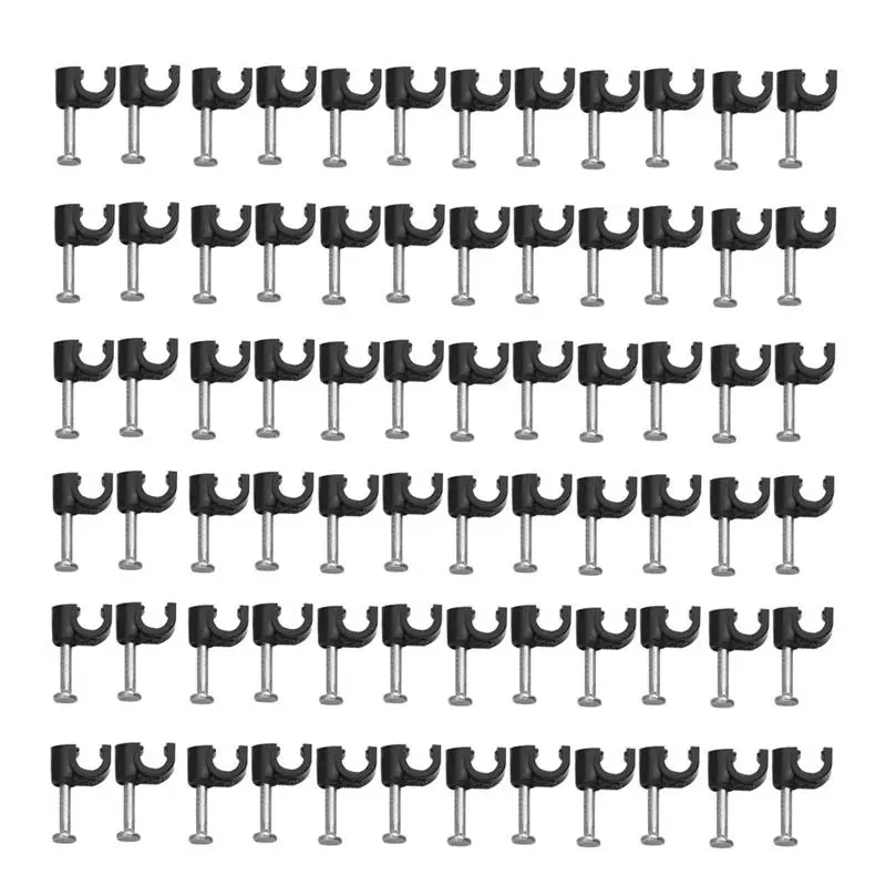 

100pcs Plastic Cable Clip Desk Cable Organizer Wire Cord Fastener Telephone Line Tie Fixer Organizer Wall Clamp (Black)