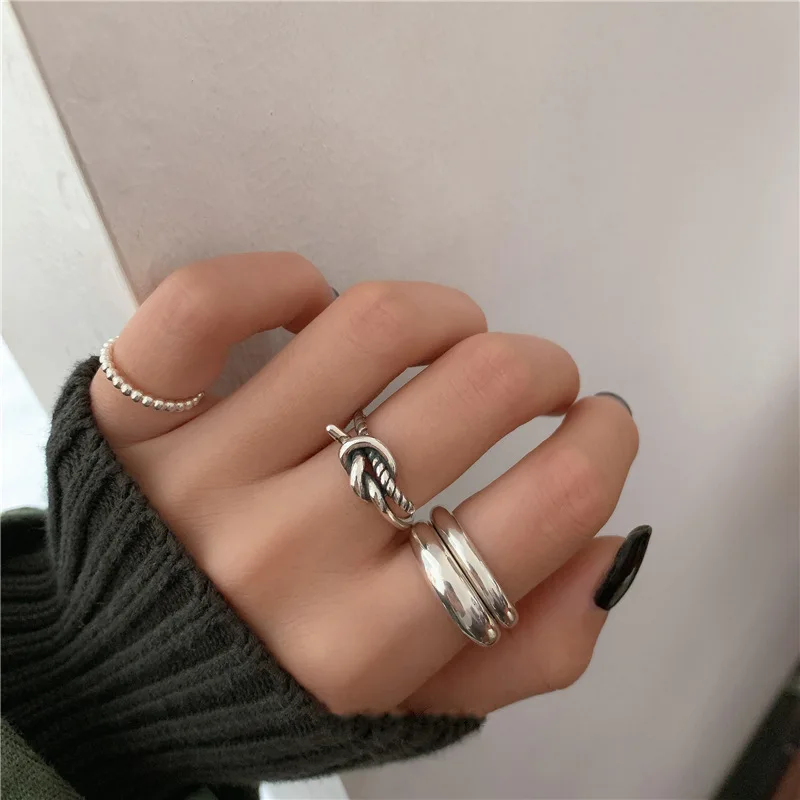 

FMILY Minimalist Geometric Knotted Ring S925 Sterling Silver Fashion Geometric Temperament Hip Hop Jewelry for Girlfriend Gifts