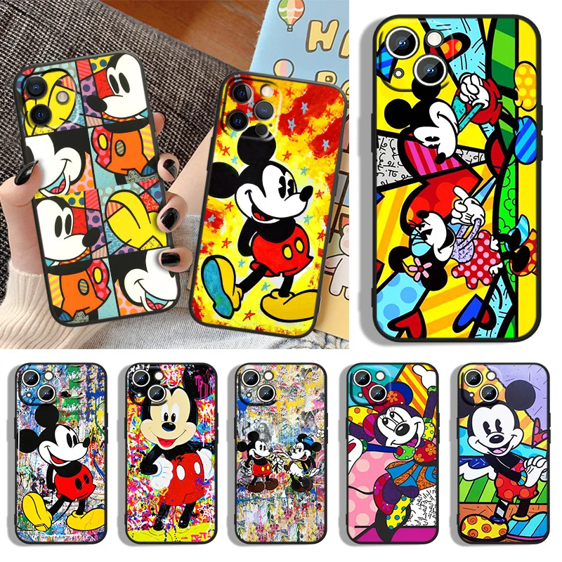 

Color Disney Mickey Phone Case For Apple iPhone 14 13 12 11 XS XR X 8 7 6 6S 5 5S SE Pro Max Plus mini Black Cover