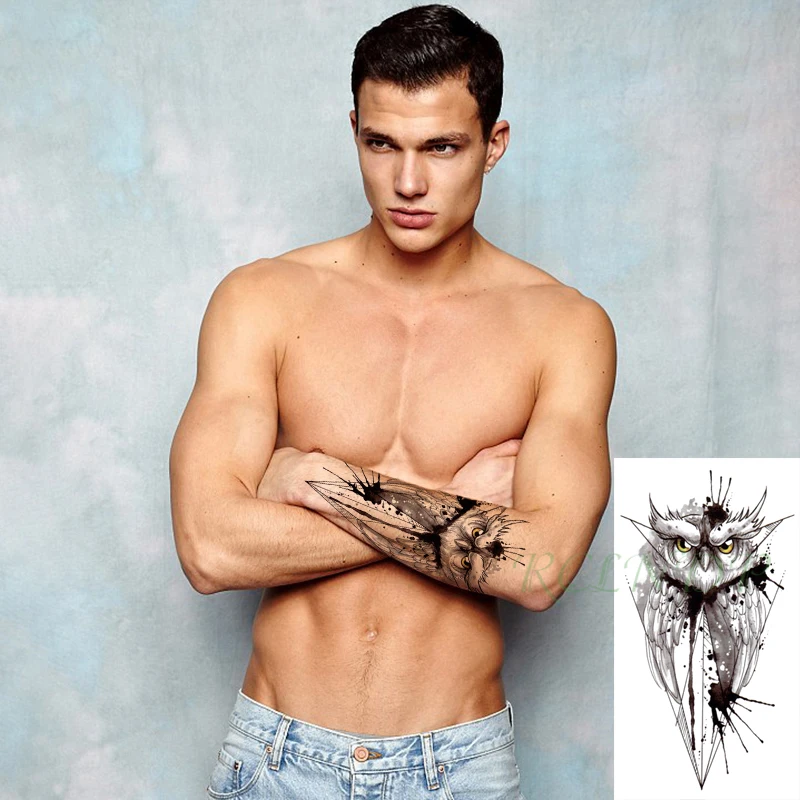 

Waterproof Temporary Tattoo Sticker Owl Bird Animal Fake Tattoo Flash Arm Leg Tattoo Body Art for Boy Women Men