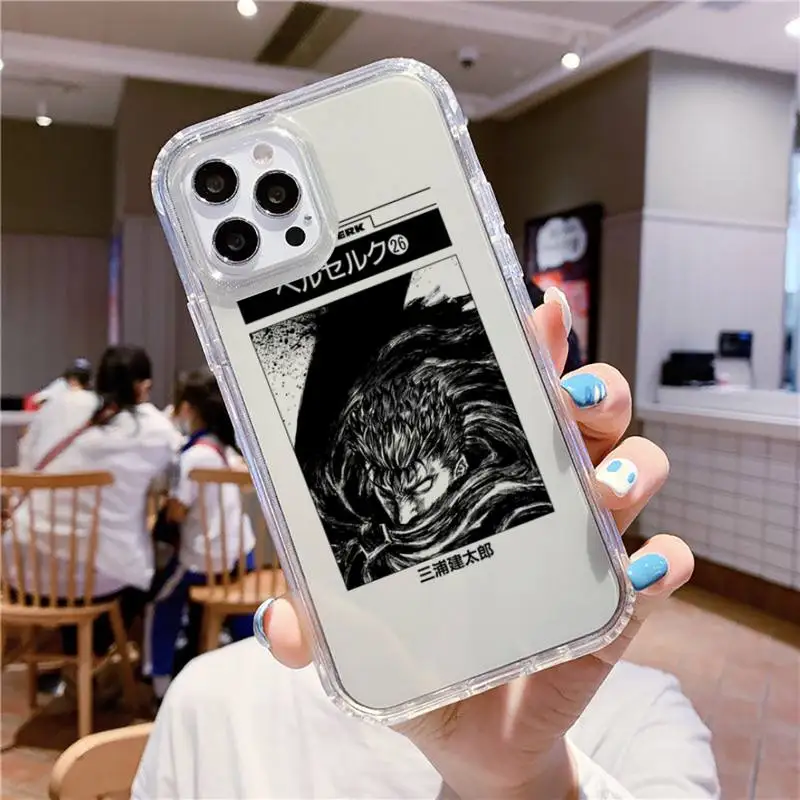 Чехол для телефона с аниме берзер iPhone 11 12 13 mini pro XS MAX 8 7 6 6S Plus X 5S SE 2020 XR прозрачный