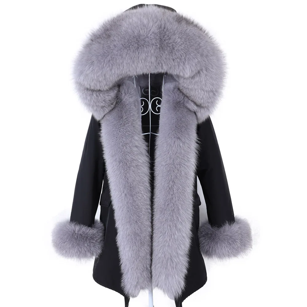 Maomaokong Winter Woman Parkas 2022 Super Big Removable Real Fox Fur Collar Coats Long Hooded Jacket Overcoat  Female Clothes