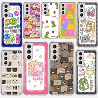 cute cartoon bear phone case coque for samsung galaxy s21 ultra 5g s20 fe s20 plus s10e s10 lite s8 s9 plus s7 cover funda capa