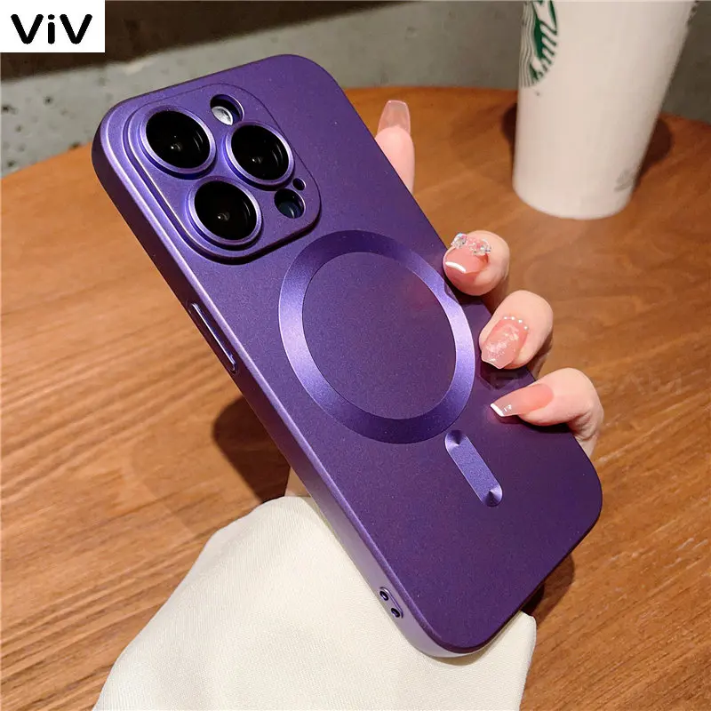 

Matte Soft Silicone For Magsafe Magnetic Wireless Charging Case for iPhone 14 Pro Max Plus 13 12 11 Glass Lens Protection Cover